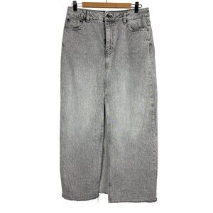 Western Street Grunge ASOS Design Grey Distressed Denim Maxi Skirt, Women's 8
